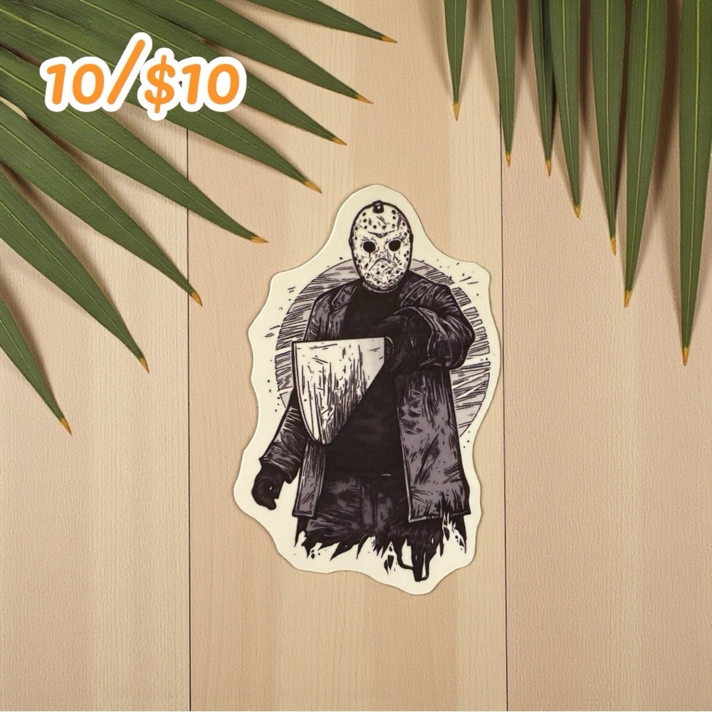 Jason Voorhees Butcher Knife Horror Sticker – Approx. 2 1/2”, Matte Finish